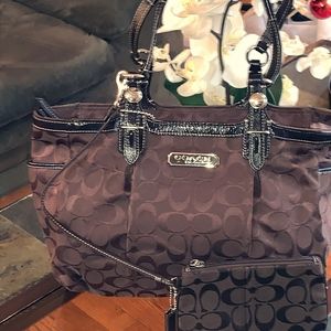 Coach handbag with wristlet.
